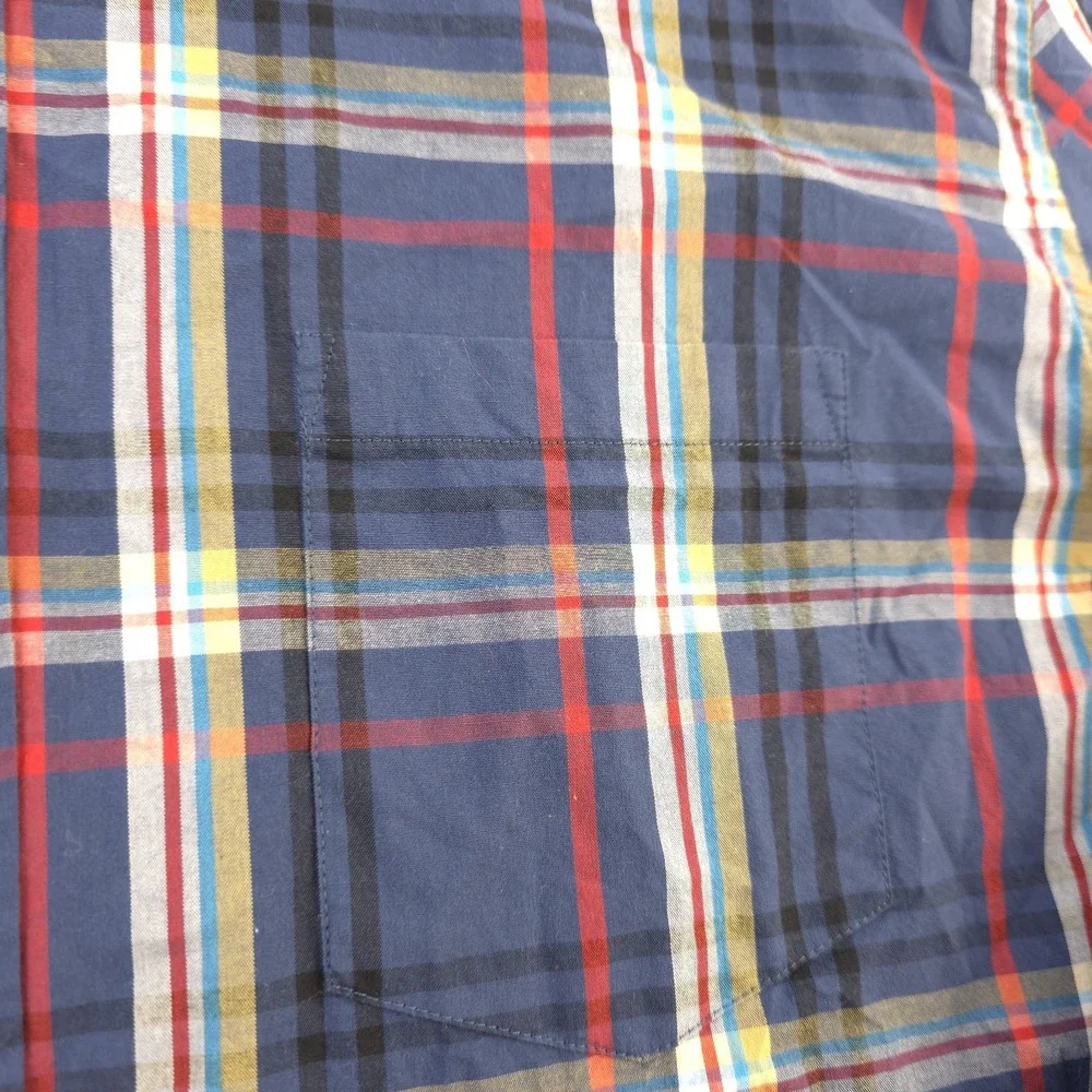 J Crew Flex Washed Shirt XL Blue Plaid Long Sleeve Button Down‎ Classic Stretch